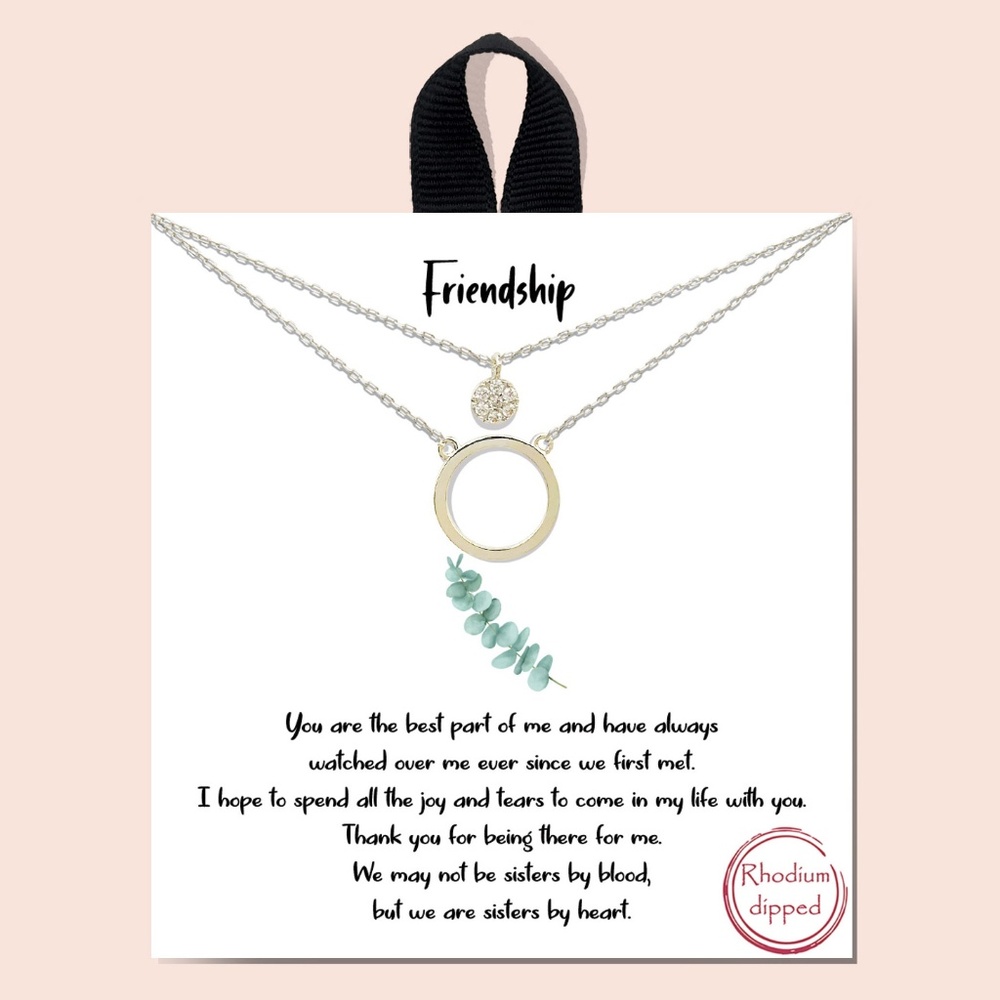Friendship necklaec - rhodium dipped